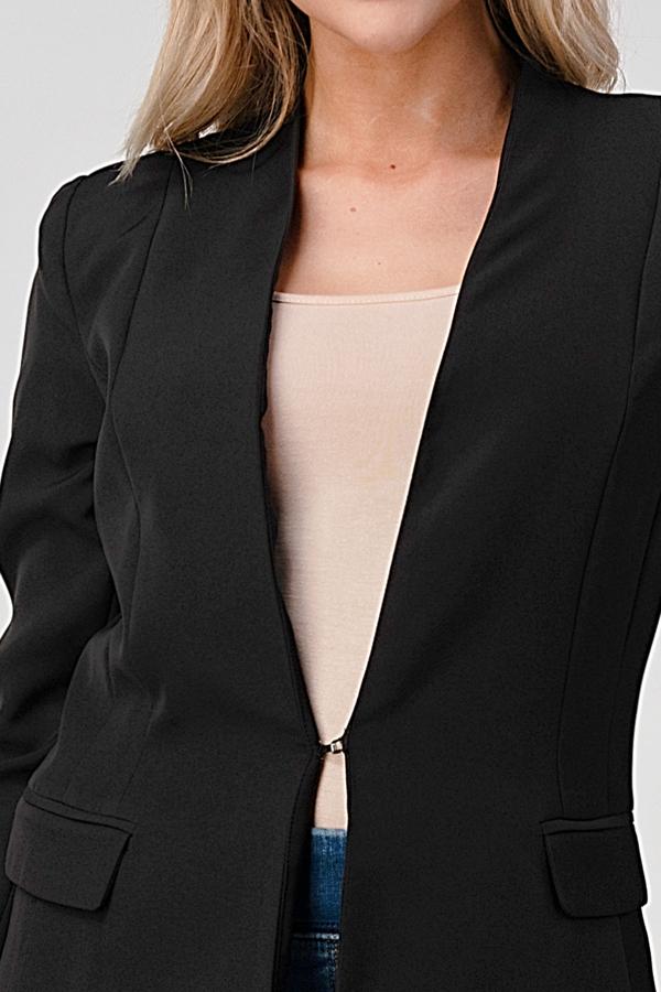 Women fashion blazer with collarless